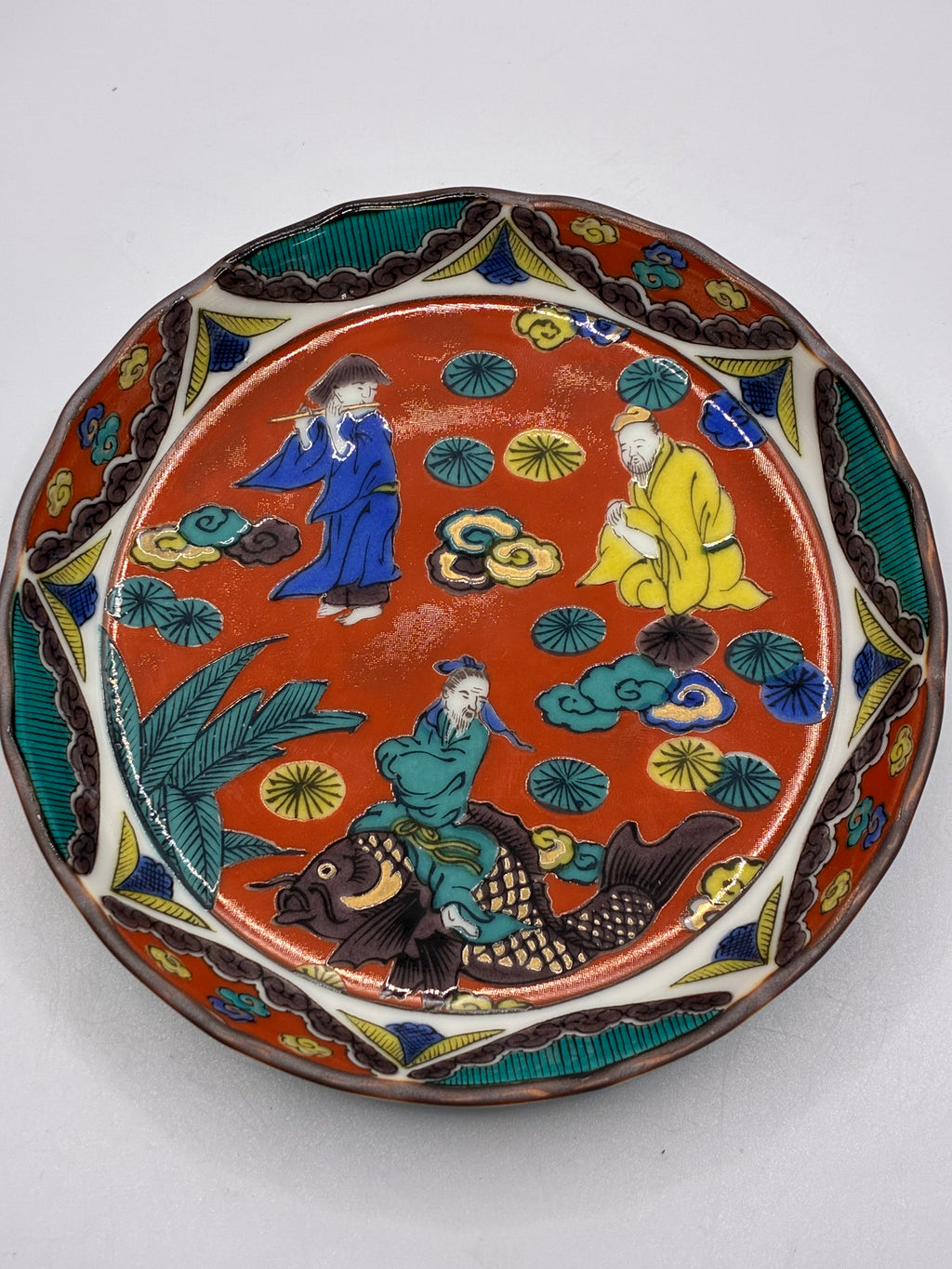 Hand-Painted Ceramic Plate Set (5-Piece) – Traditional Japanese Art Plates