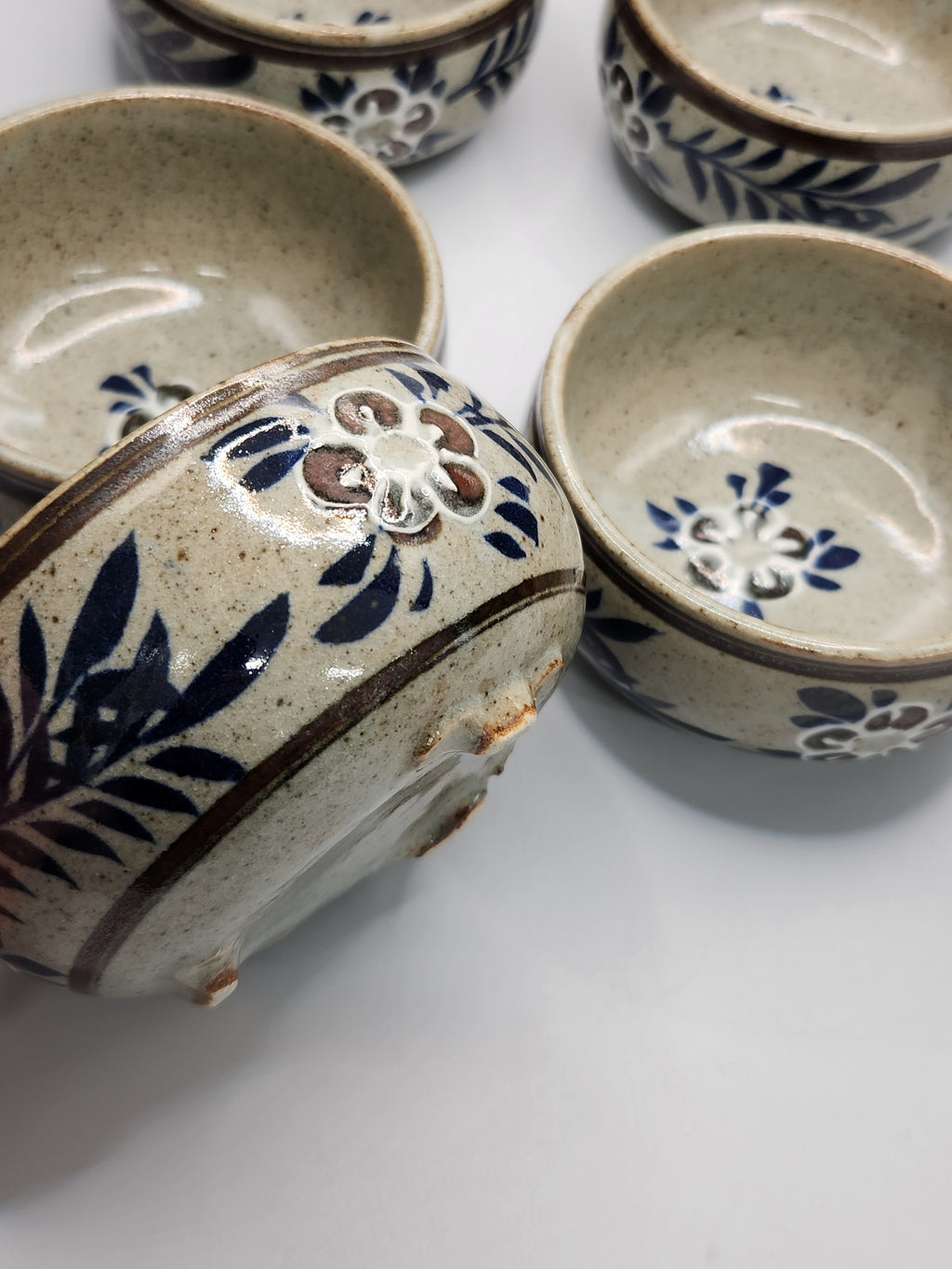 Japanese Blue & White Ceramic Bowl Set (Set of 5)