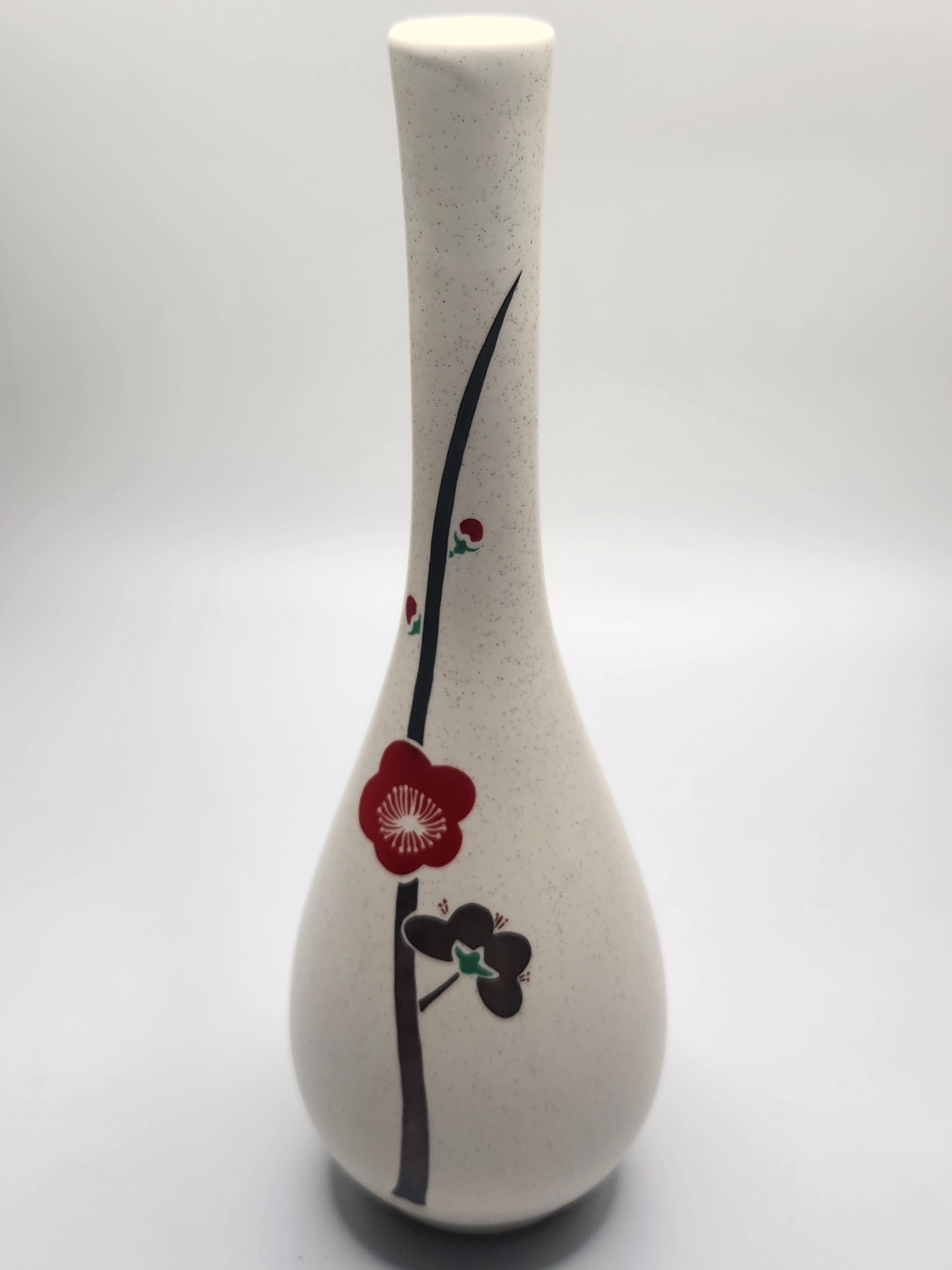 Japanese Hand-Painted Plum Blossom Ceramic Vase