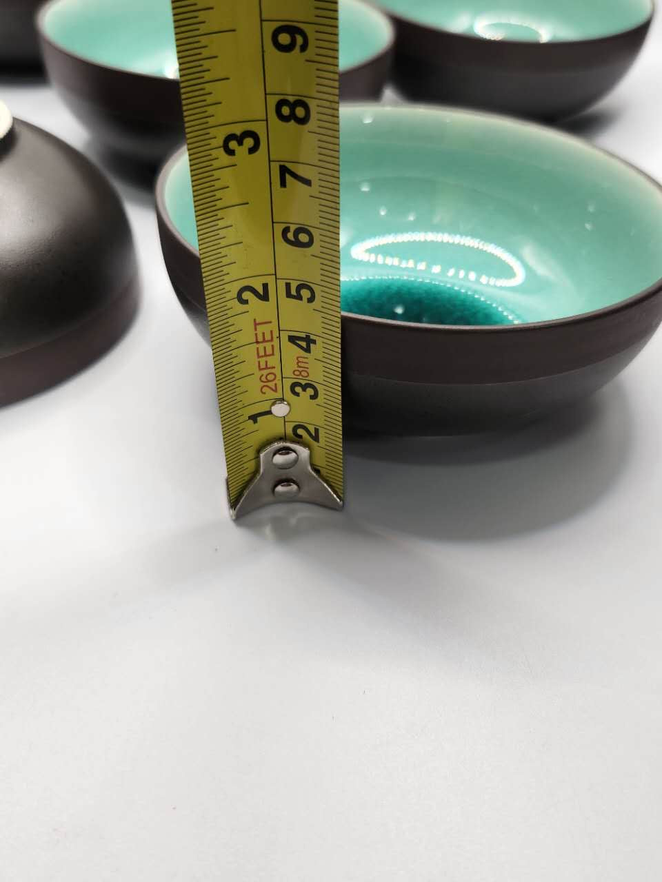 Turquoise Glaze Ceramic Tea Cup Set (6 Pieces)