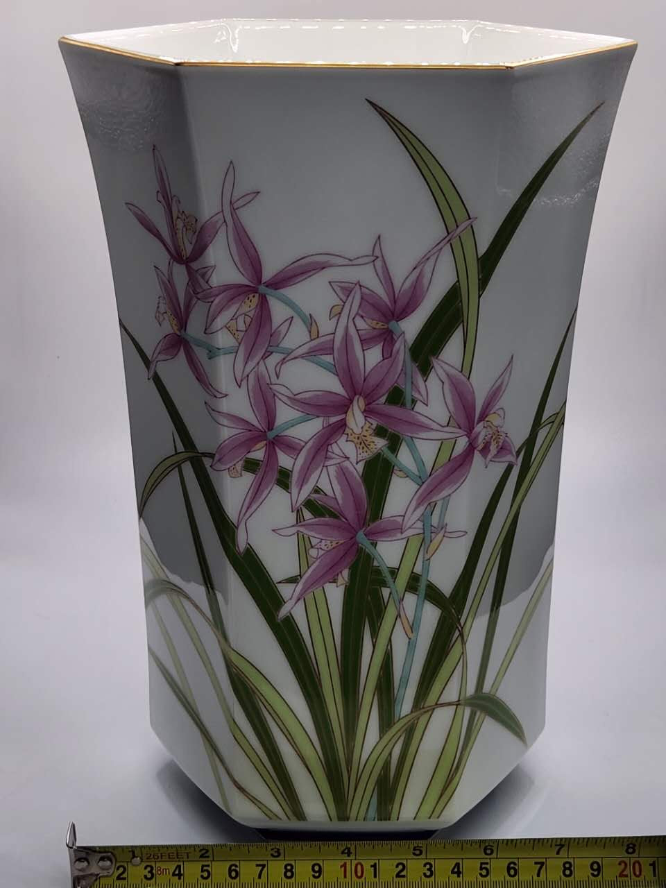Hand-Painted Orchid Porcelain Vase | Elegant Oriental Décor