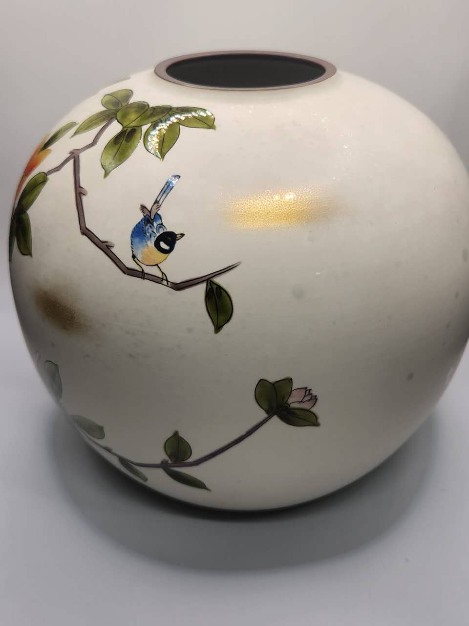 Hand-Painted Floral Porcelain Vase