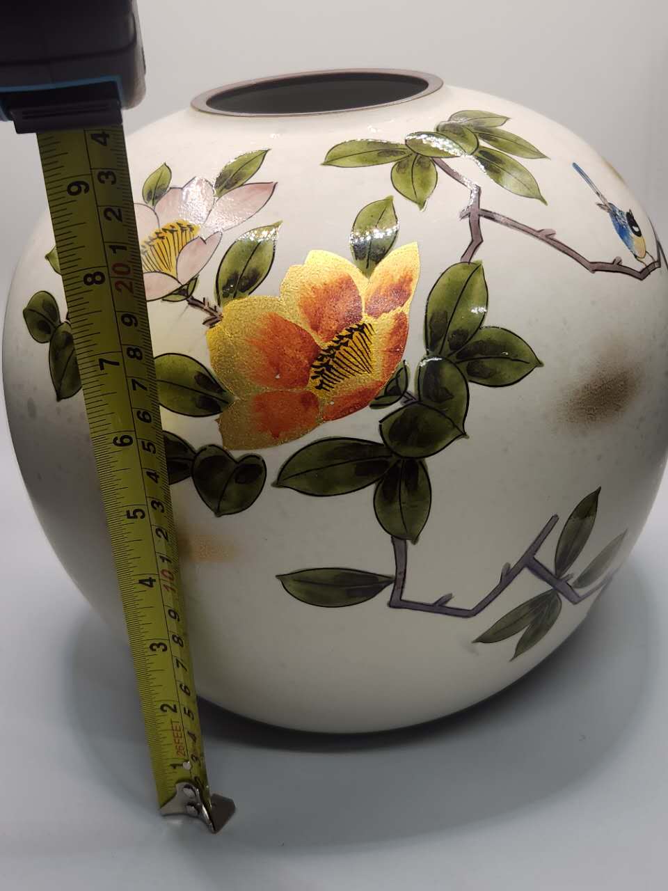 Hand-Painted Floral Porcelain Vase
