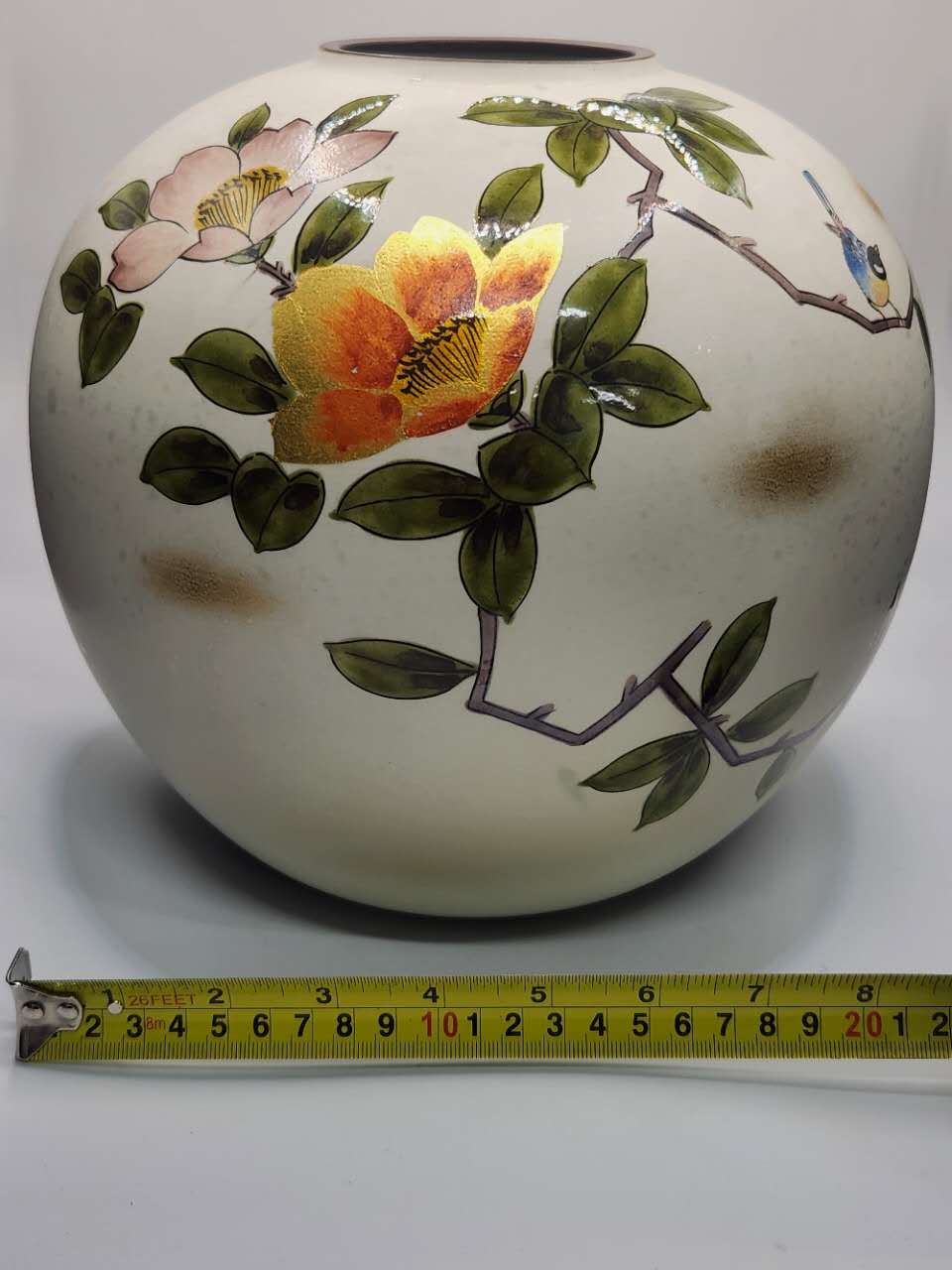 Hand-Painted Floral Porcelain Vase