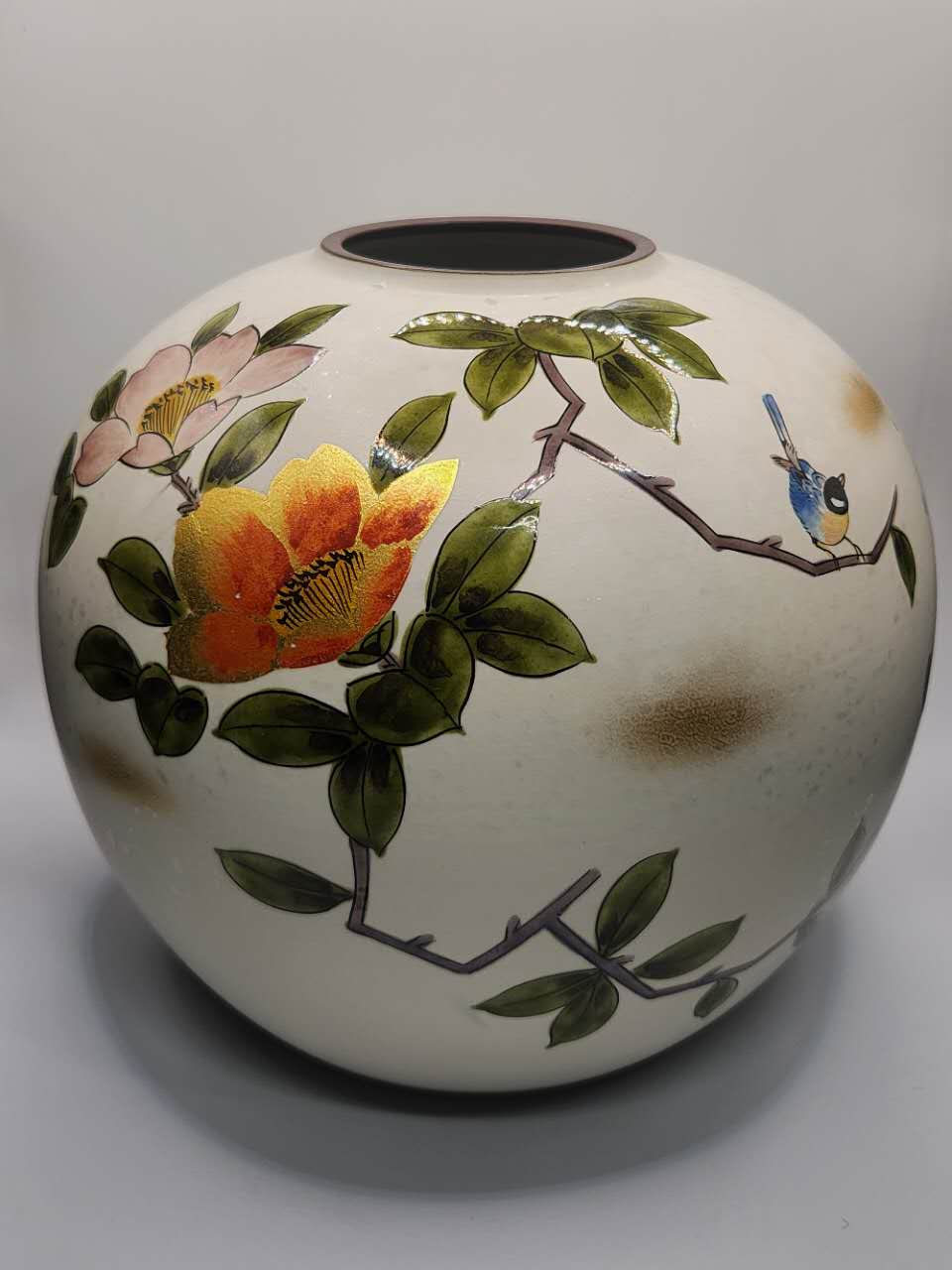 Hand-Painted Floral Porcelain Vase